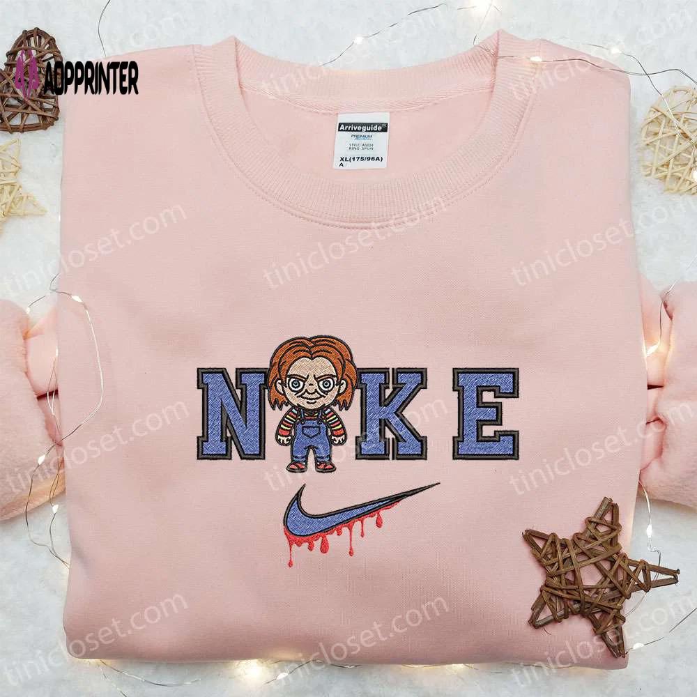 Spooky nike x chucky embroidered hoodie & shirt: best halloween gift ideas Embroidered Shirt