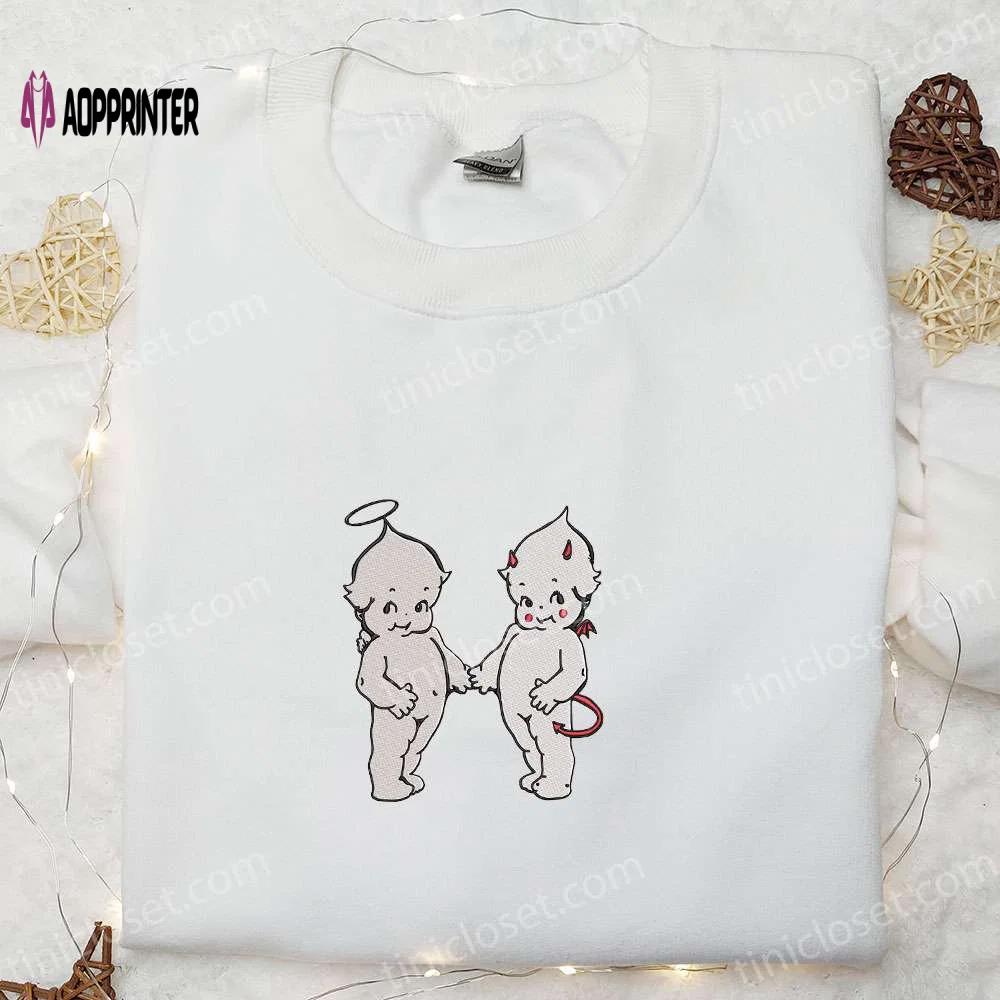 Spooky style: angel and devil embroidered sweatshirt halloween hoodie – best halloween gifts Embroidered Shirt