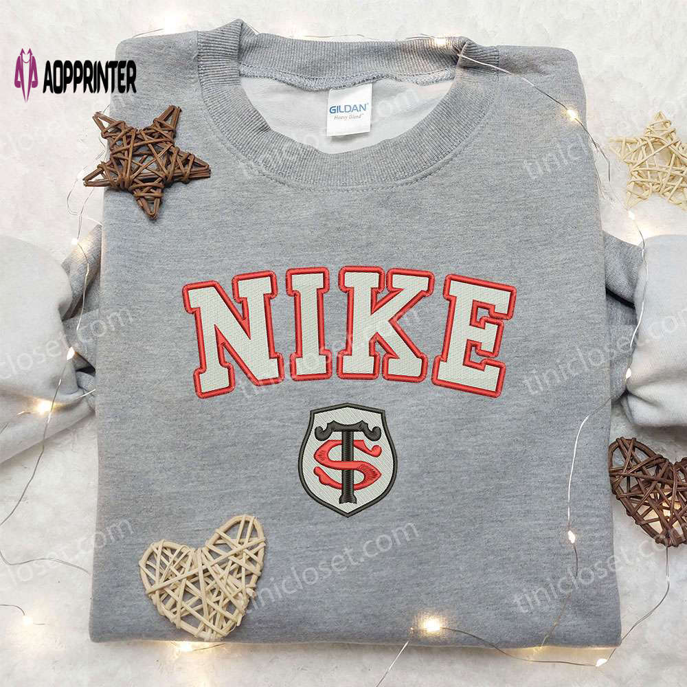 Stade toulousain x nike embroidered sweatshirt – rugby europe sport & nike inspired shirt Embroidered Shirt
