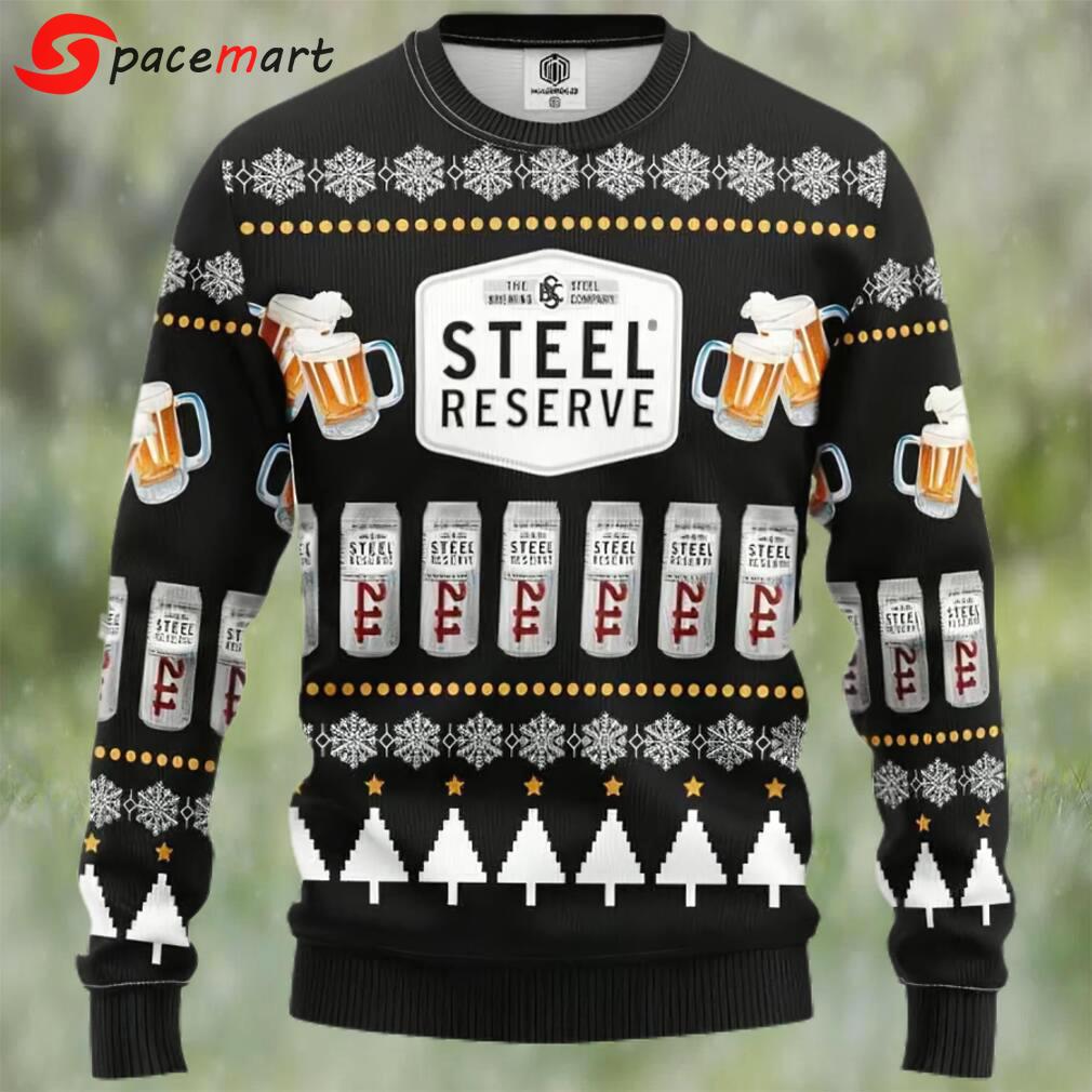 Steel reserve beer ugly christmas sweater, faux wool sweater, gifts for beer lovers, international beer day, best christmas gifts for 2022 ? prinvity Christmas Ugly Sweater