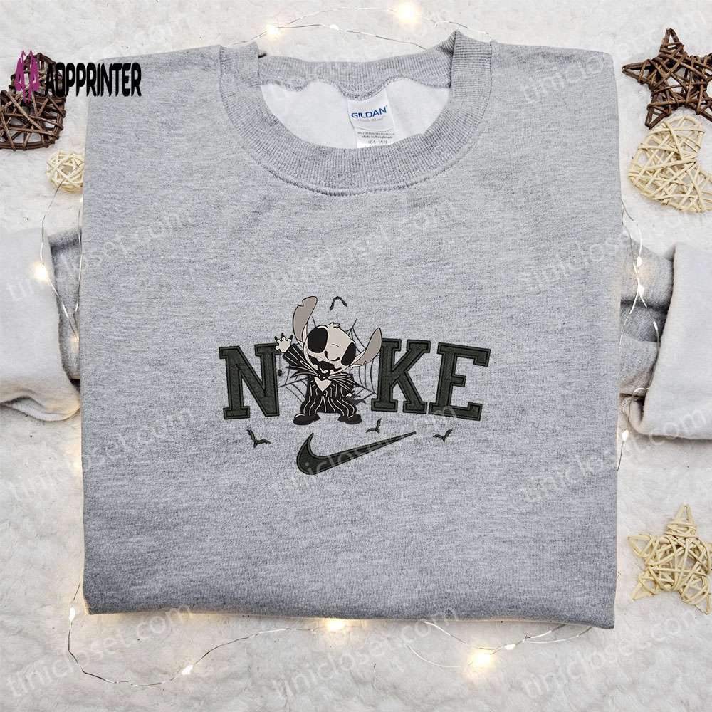Stitch jack halloween x nike embroidered sweatshirt – horror movie shirt best gift ideas Embroidered Shirt