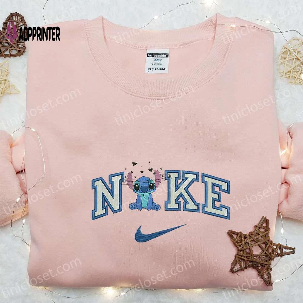 Stitch love confuse x nike embroidered sweatshirt: lilo and stitch disney shirt perfect valentine gift Embroidered Shirt
