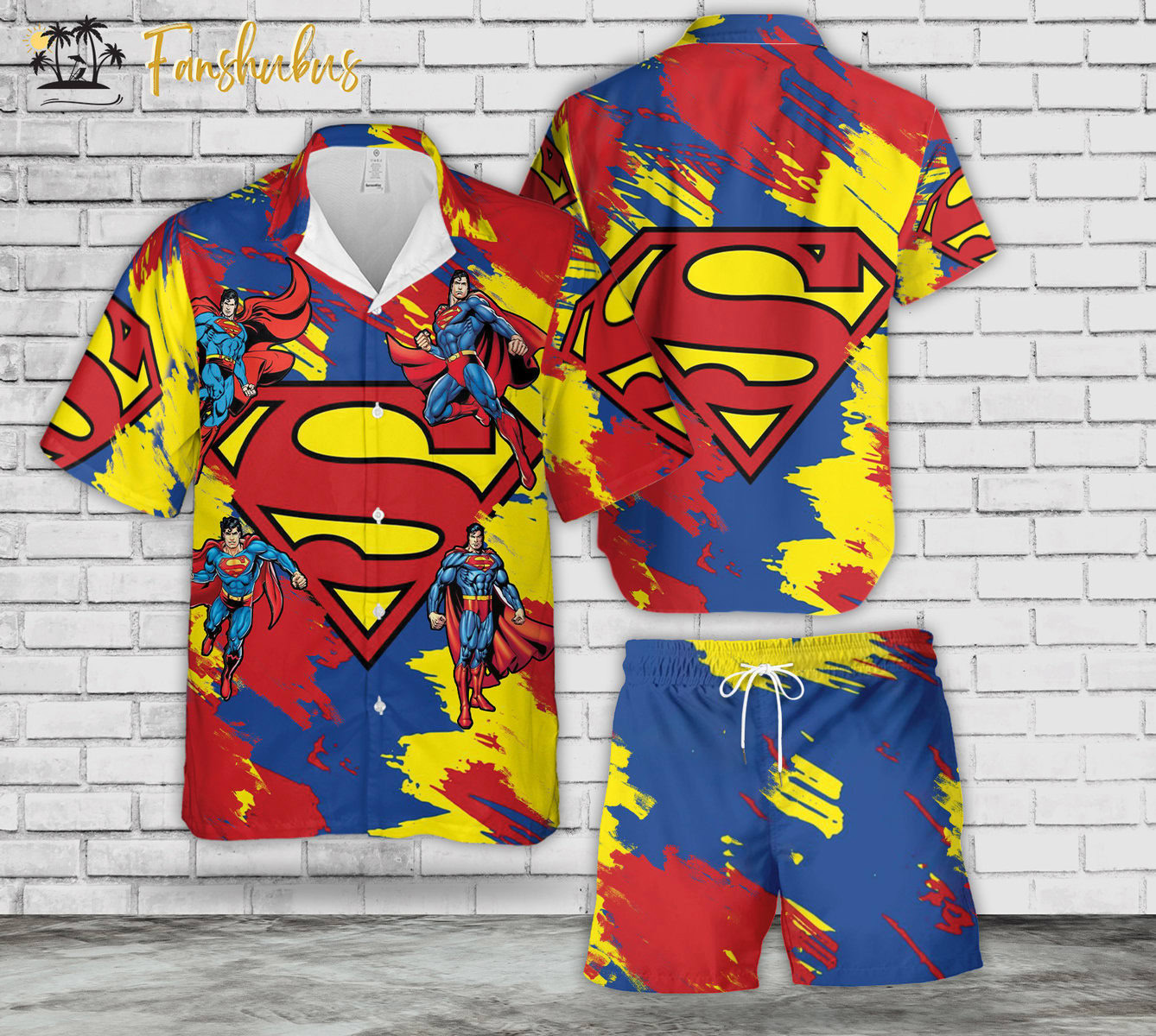 Superman hawaiian shirt set  avengers hawaiian style unisex hawaiian set movie hawaiian style Hawaii Shirt Shorts & Flip Flops