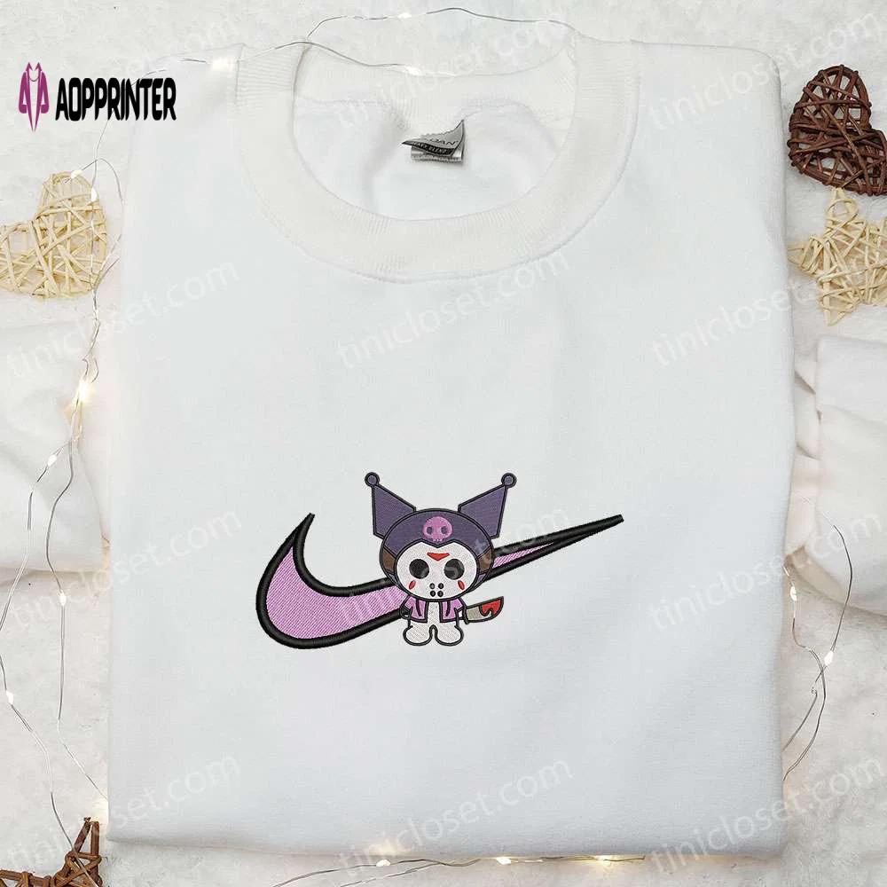 Swoosh x kuromi jason voorhees embroidered hoodie: custom nike sweatshirt perfect family gifts Embroidered Shirt