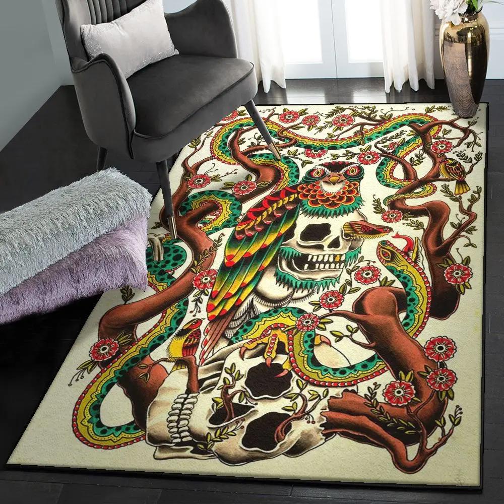 Tattoo area rugs, tattoo rug Rectangle Rug