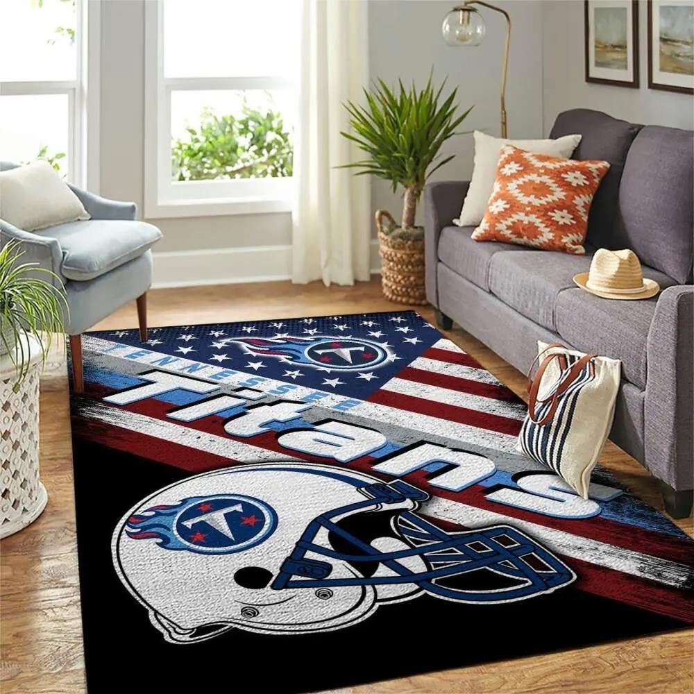 Tennessee titans nfl area rugs team logo american flag style living room rug Rectangle Rug