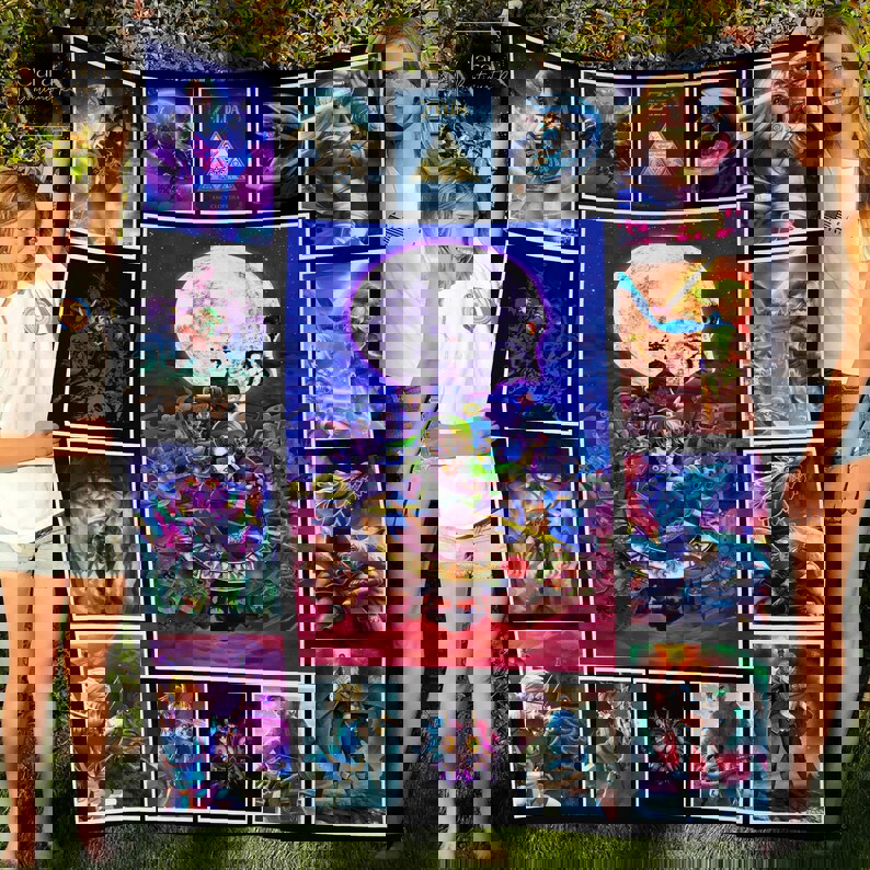 The legend of zelda tri force heroes fleece blanket, mink sherpa blanket, the legend of zelda quilt, adventure game quilt Quilt Blanket