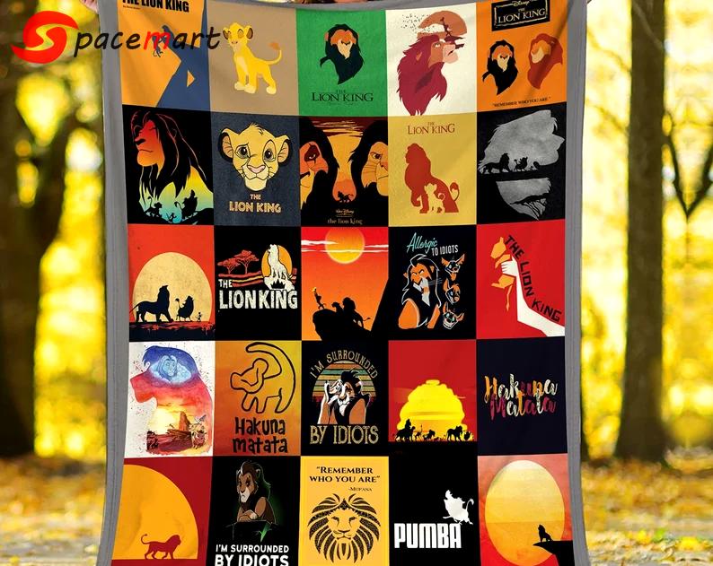 The lion king fleece blanket, lion king simba mufasa nala throw blanket for couch sofa, hakuna matata, christmas gift Quilt Blanket
