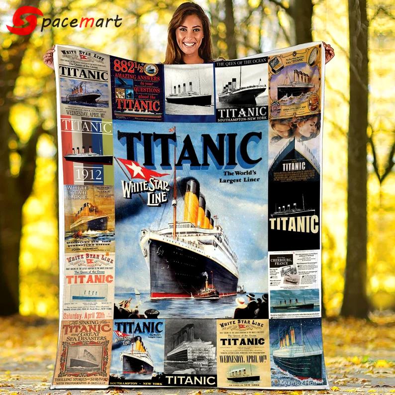 Titanic fleece blanket, titanic blanket, titanic white star line blanket, birthday gifts, christmas gifts Quilt Blanket