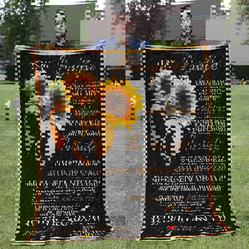 To my daughter blanket - confidence to always know yourself worth quilt blanket - sunflower gift for daughter Quilt Blanket