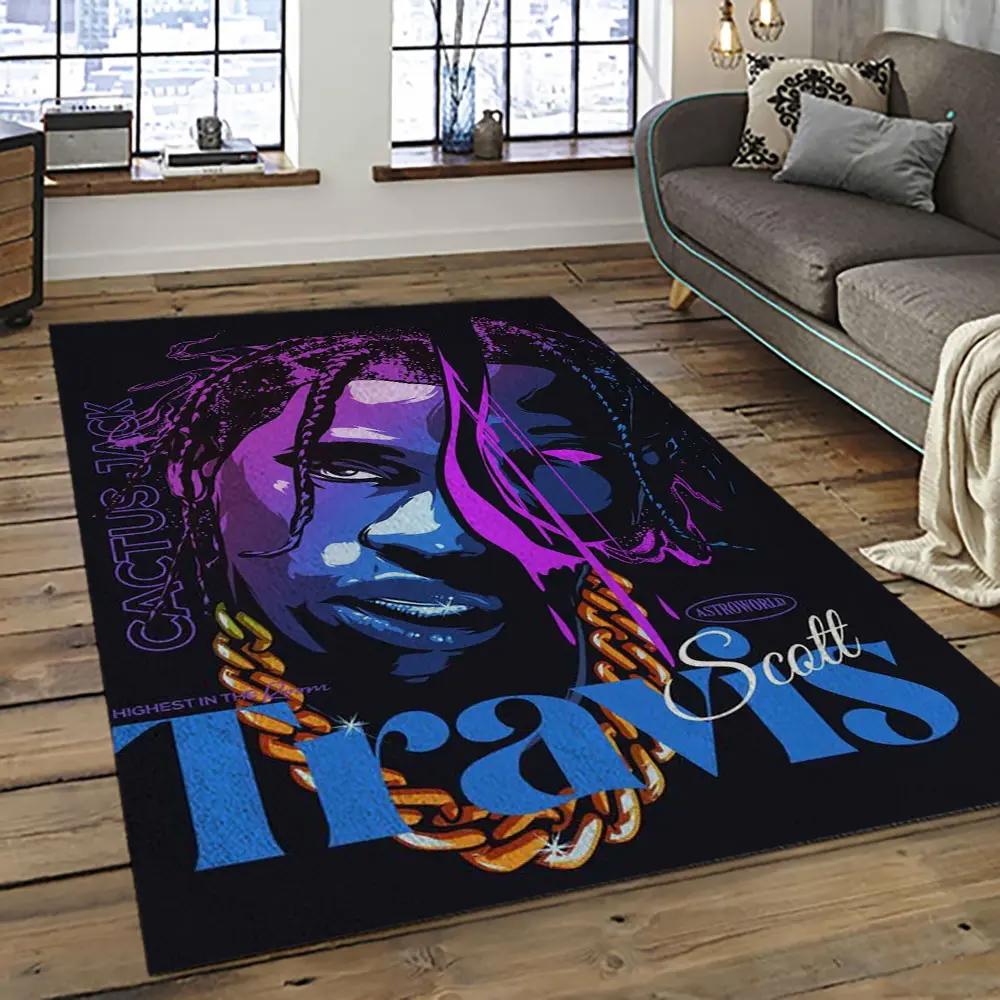 Travis scott rapper hiphop music retangle carpet area rug home decor best gift for fan and friends tst13 Rectangle Rug
