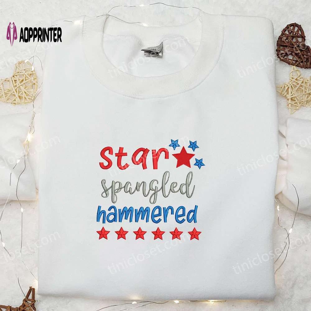 Usa stars spangled hammered embroidered shirt: best patriotic shirts & national day gifts Embroidered Shirt