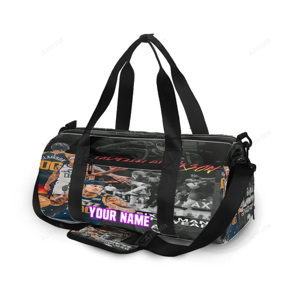 Utah jazz 00 jordan clarkson v31 personalized name travel bag gym bag 2489 Travel Bag