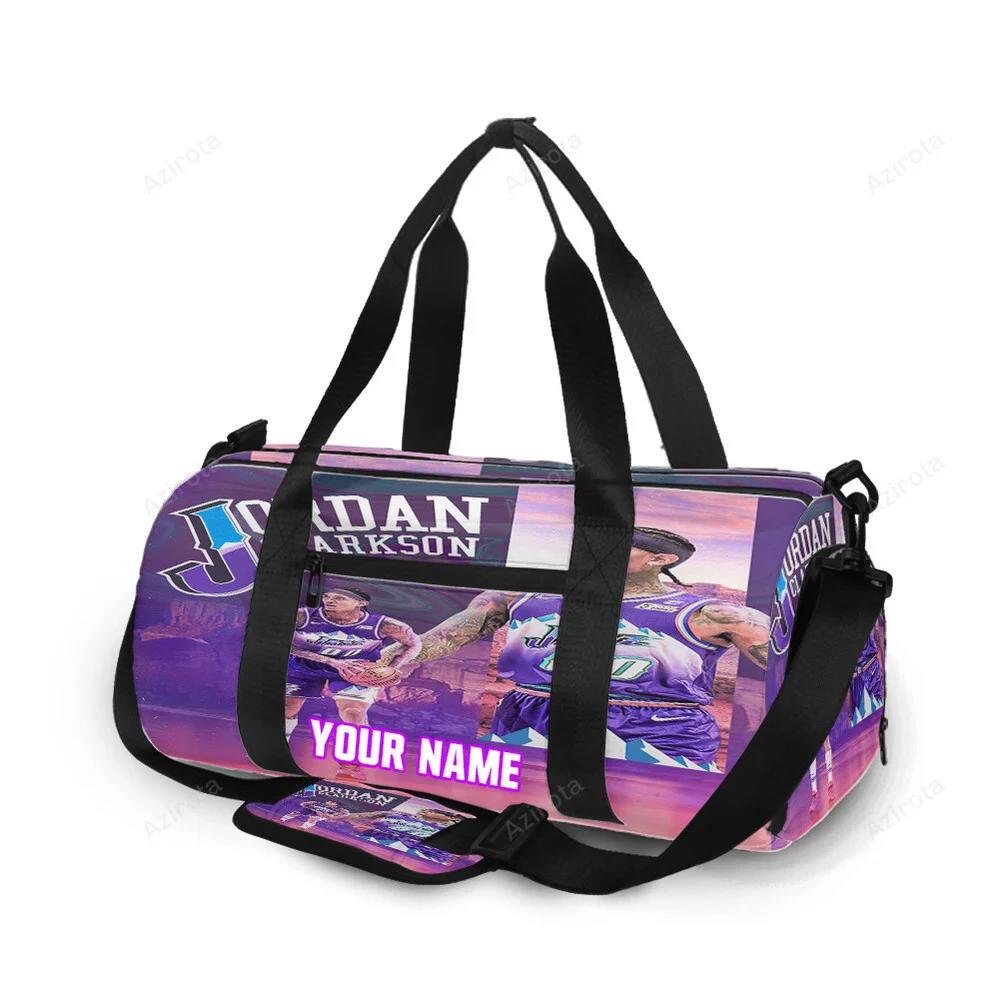 Utah jazz 00 jordan clarkson v38 personalized name travel bag gym bag 2514 Travel Bag