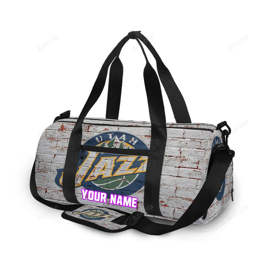 Utah jazz emblem v12 personalized name travel bag gym bag 2466 Travel Bag
