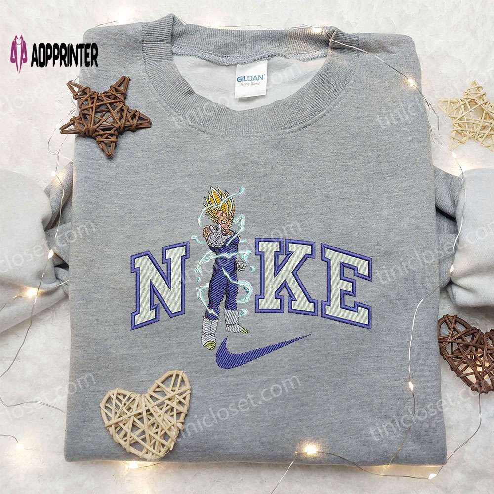Vegeta x nike anime embroidered hoodie & dragon ball shirt nike inspired embroidery Embroidered Shirt
