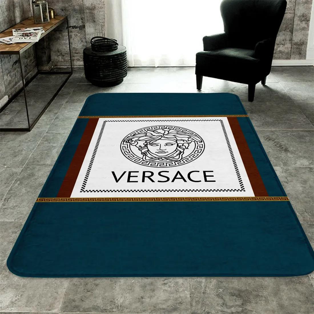 Versace logo type 484. Upgrade Your Living Room with Luxury Home Decor: Area Carpets, Floor Decor, Door Mats, and Hot Gift Items with style a High-End Fashion Brand Rectangle Rug