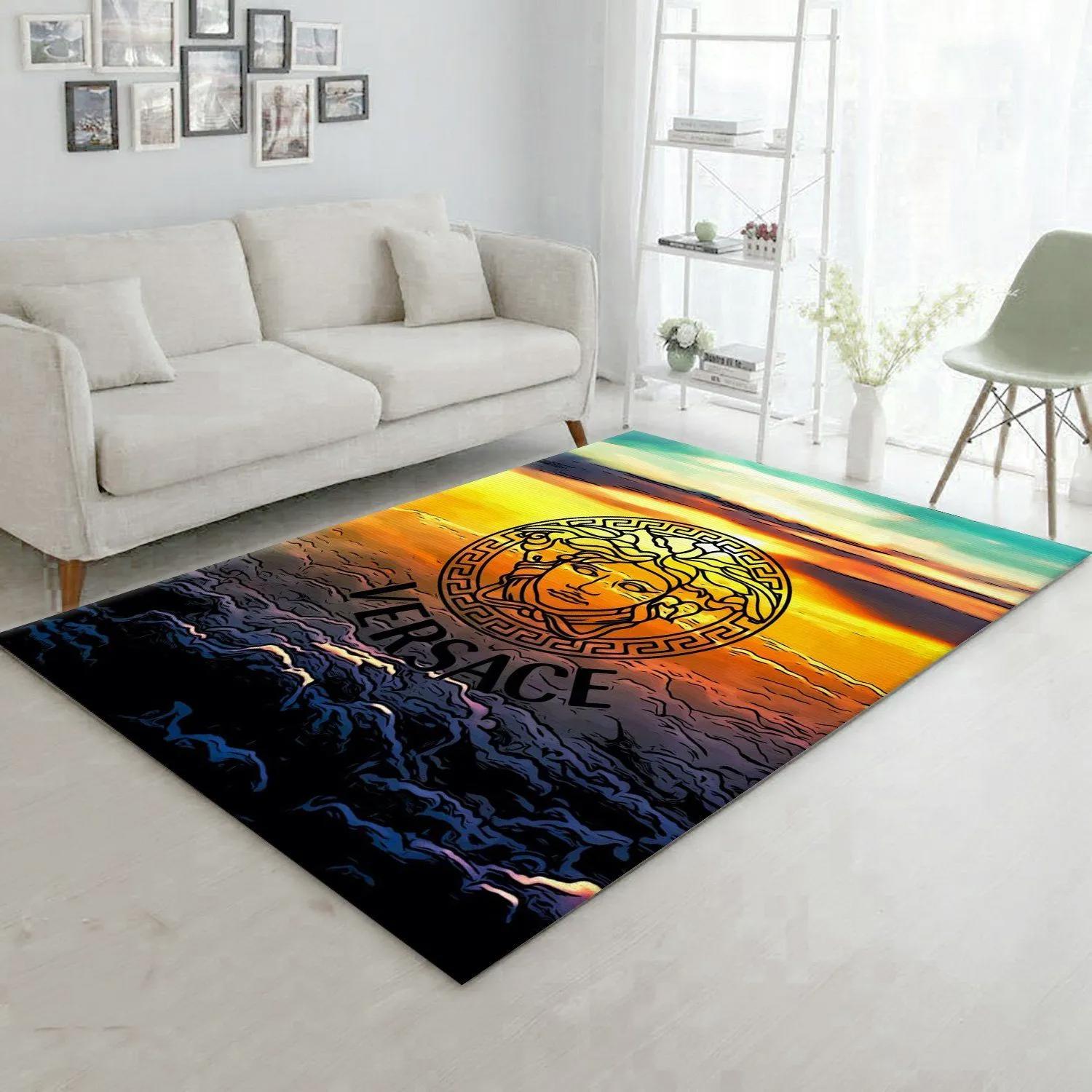 Versace logo type 813. Upgrade Your Living Room with Luxury Home Decor: Area Carpets, Floor Decor, Door Mats, and Hot Gift Items with style a High-End Fashion Brand Rectangle Rug