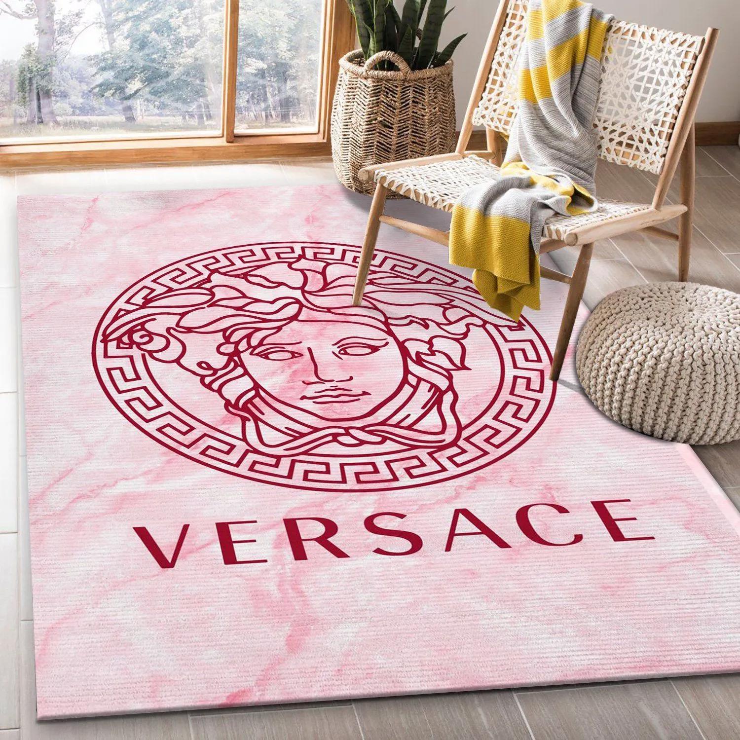 Versace logo type 843. Upgrade Your Living Room with Luxury Home Decor: Area Carpets, Floor Decor, Door Mats, and Hot Gift Items with style a High-End Fashion Brand Rectangle Rug