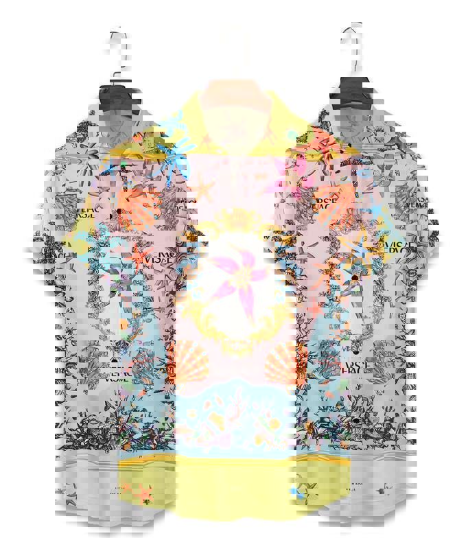 Versace luxury hawaiian shirt short set 3 Hawaii Shirt Shorts & Flip Flops