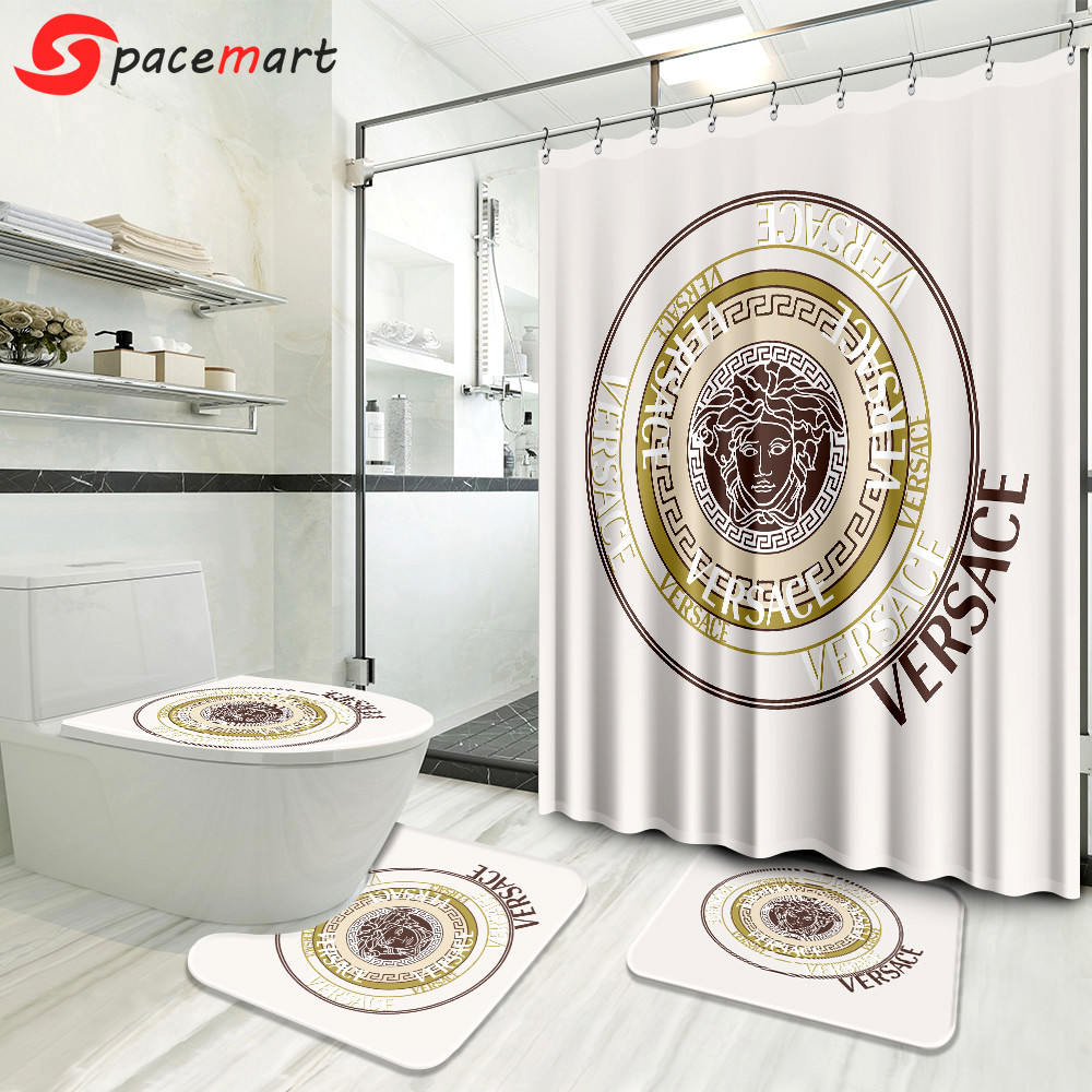 Versace white bathroom set bath mat home decor luxury fashion brand hypebeast Bathroom Set