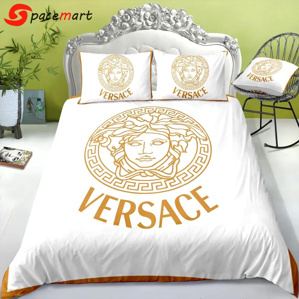 Versace white hot new luxury brand bedding sets bedspread duvet cover set, bedroom decor , thanksgiving decorations for home best luxury bed sets gift thankgivings and christmas Bedding Sets