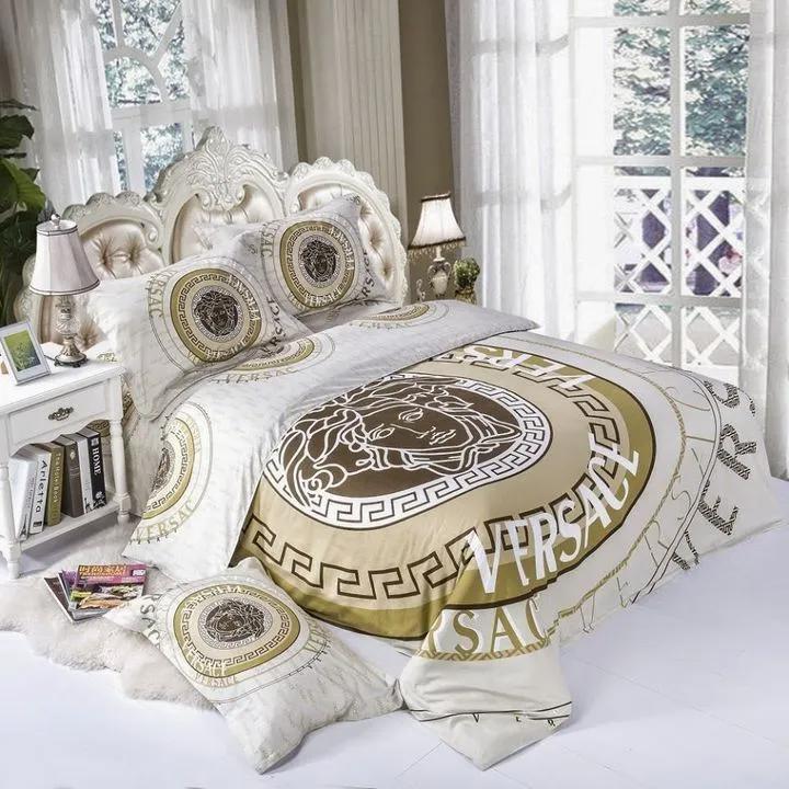 Versace white yellow bedding sets bedroom sets Bedding Sets
