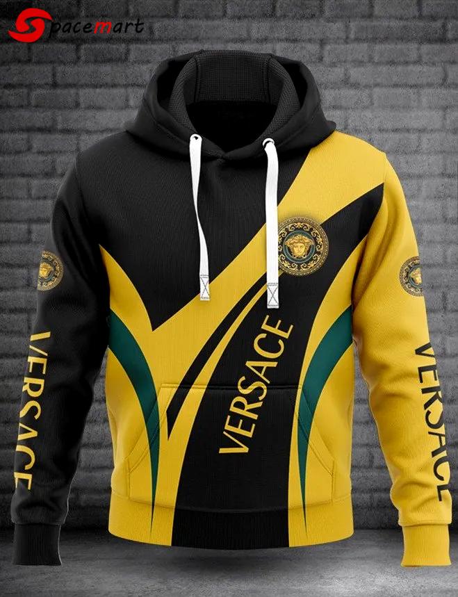 Versace yellow black luxury unisex premium hoodie luxury brand outfit for men women Hoodie 3D