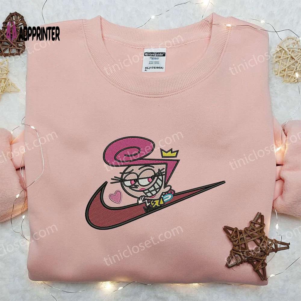 Wanda fairywinkle x nike swoosh hoodie: fairly oddparents embroidered shirt nike inspired Embroidered Shirt