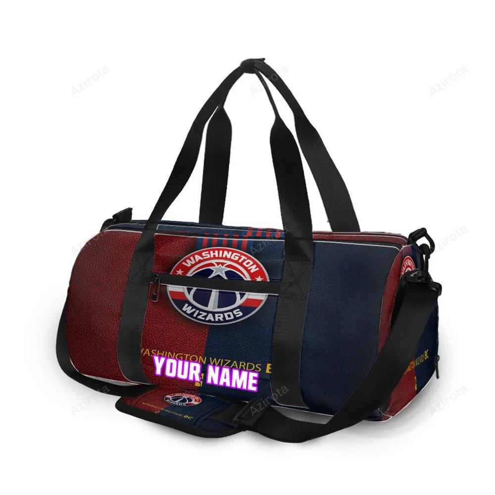 Washington wizards blue red leather personalized name travel bag gym bag 2445 Travel Bag