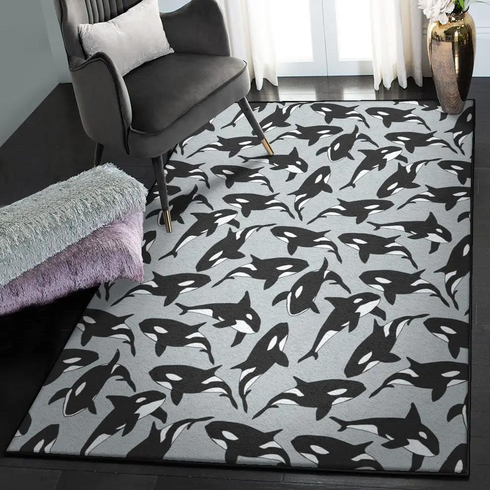 Whale modern rugs, orca killer whale rug Rectangle Rug
