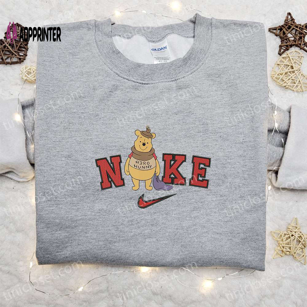 Winnie the pooh halloween x nike embroidered sweatshirt: best disney characters shirt halloween gift idea Embroidered Shirt