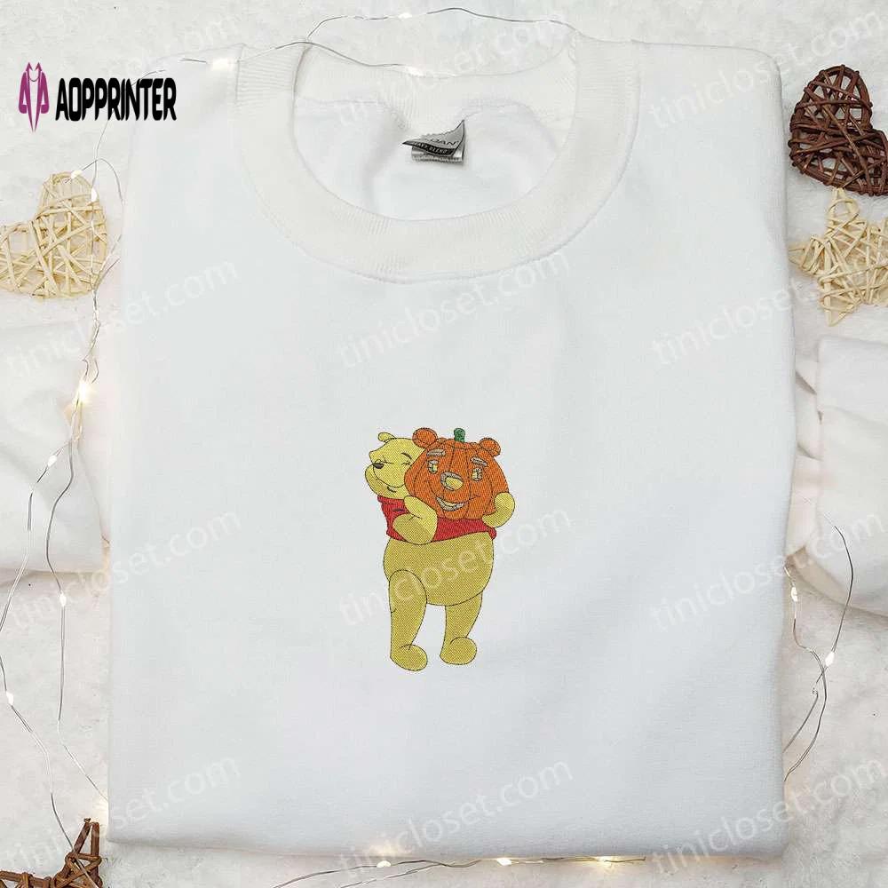 Winnie the pooh jack o’ lantern halloween sweatshirt – disney cartoon embroidered hoodie shirt Embroidered Shirt