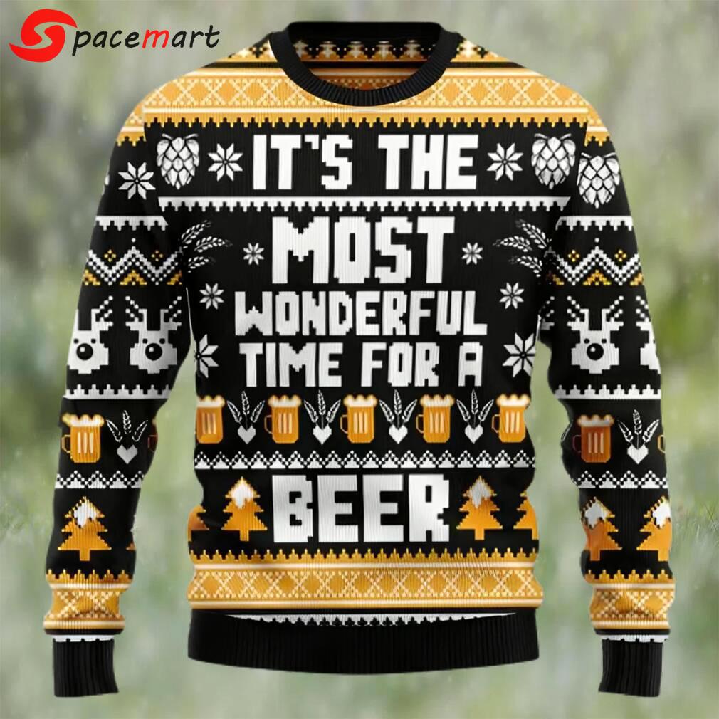 Wonderful time for a beer ugly christmas sweater, faux wool sweater, international beer day, gifts for beer lovers, best christmas gifts for 2022 ? prinvity Christmas Ugly Sweater