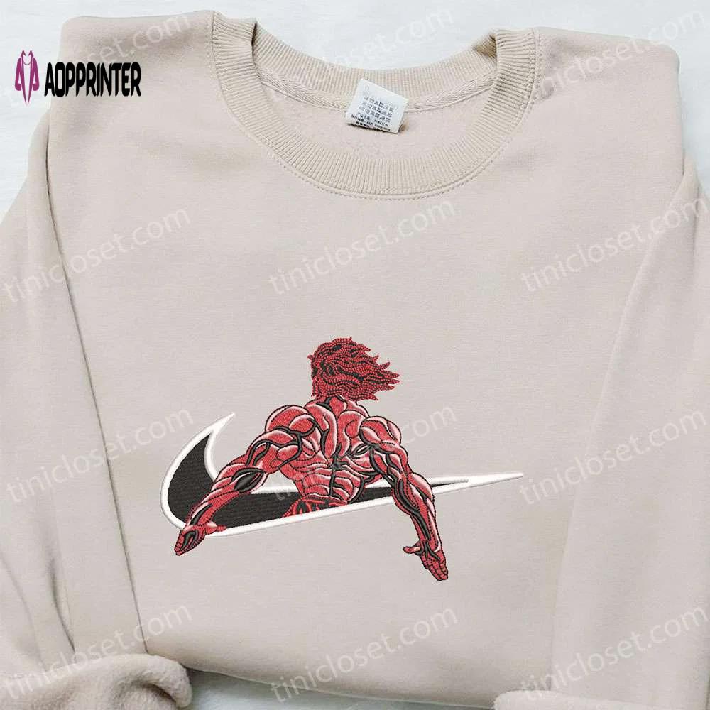Yujiro hanma x nike anime embroidered sweatshirt: best nike-inspired shirt perfect family gift Embroidered Shirt