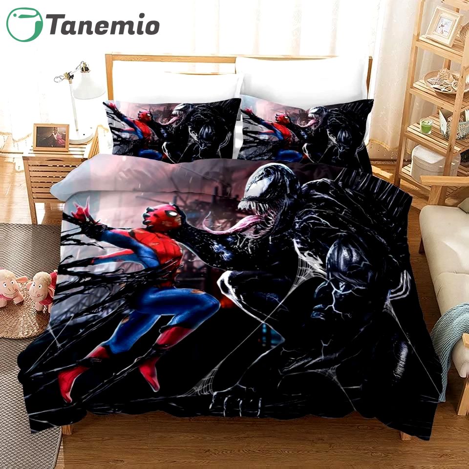 Duvet Covers and Pillow Case set - 3d venom spiderman fighting bedding set duvet cover x amp pillow cases