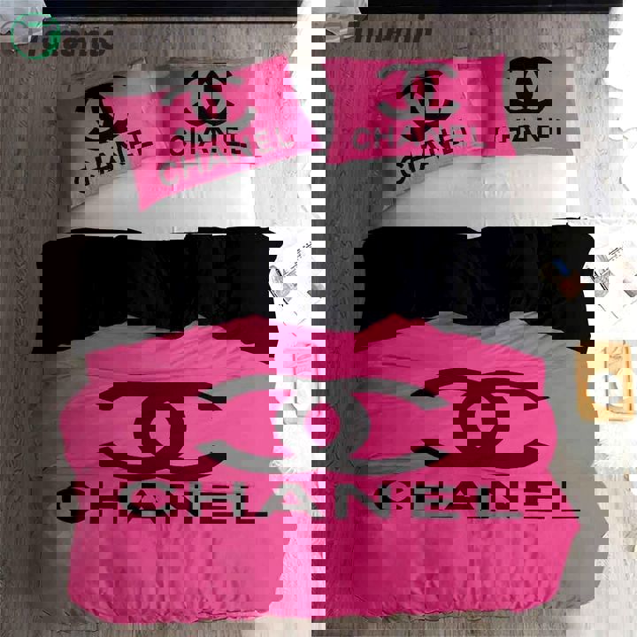 Luxury pink chanel 3d printed bedding sets quilt sets duvet cover