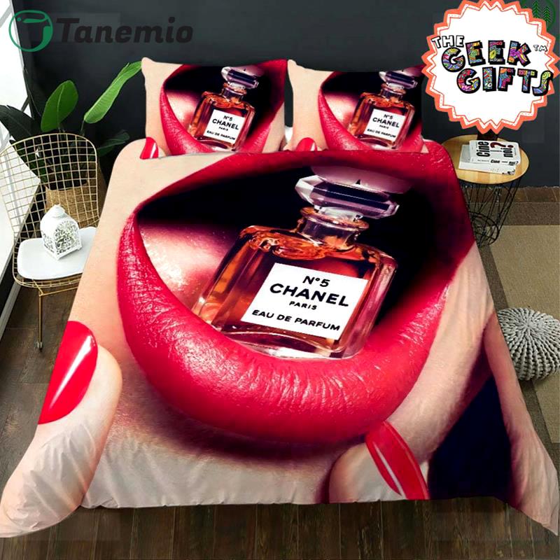 Chanel perfume sexy lips bedding set 2022
