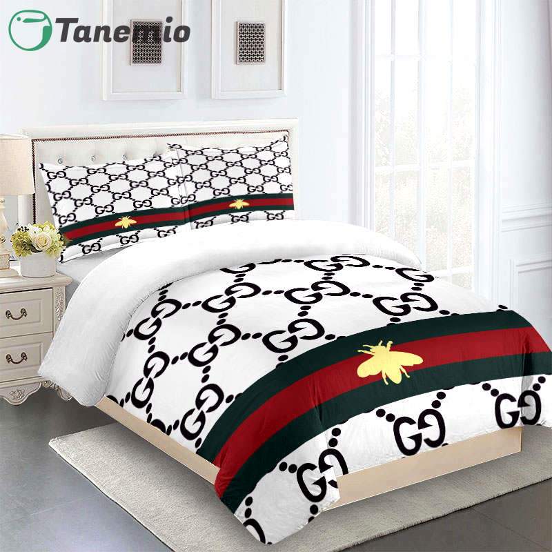 Gucci bedding set white and black red fly luxury bed sheets