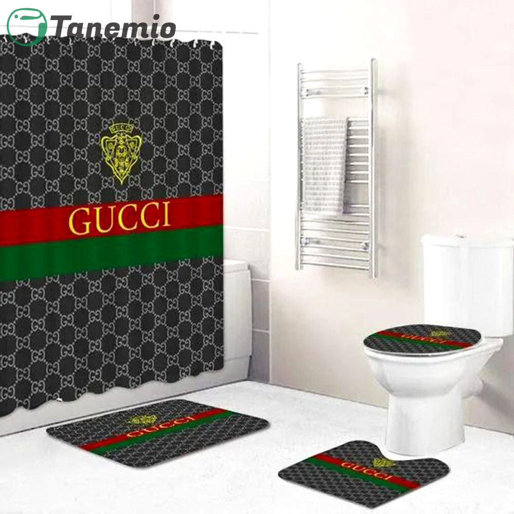 Gucci monogram bathroom set hot 2023 luxury shower curtain bath rug mat