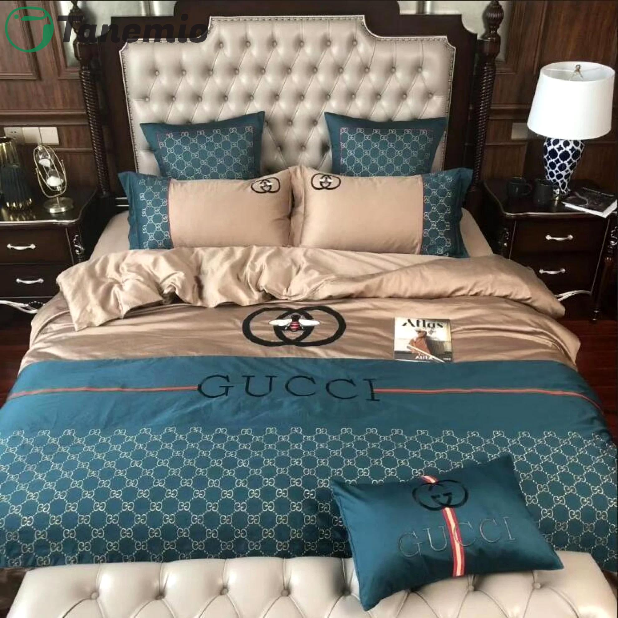 Gucci beige blue luxury brand     Bedding Sets bedspread blankets duvet bed linen home decor sheets bedclothes bedroom idea covers