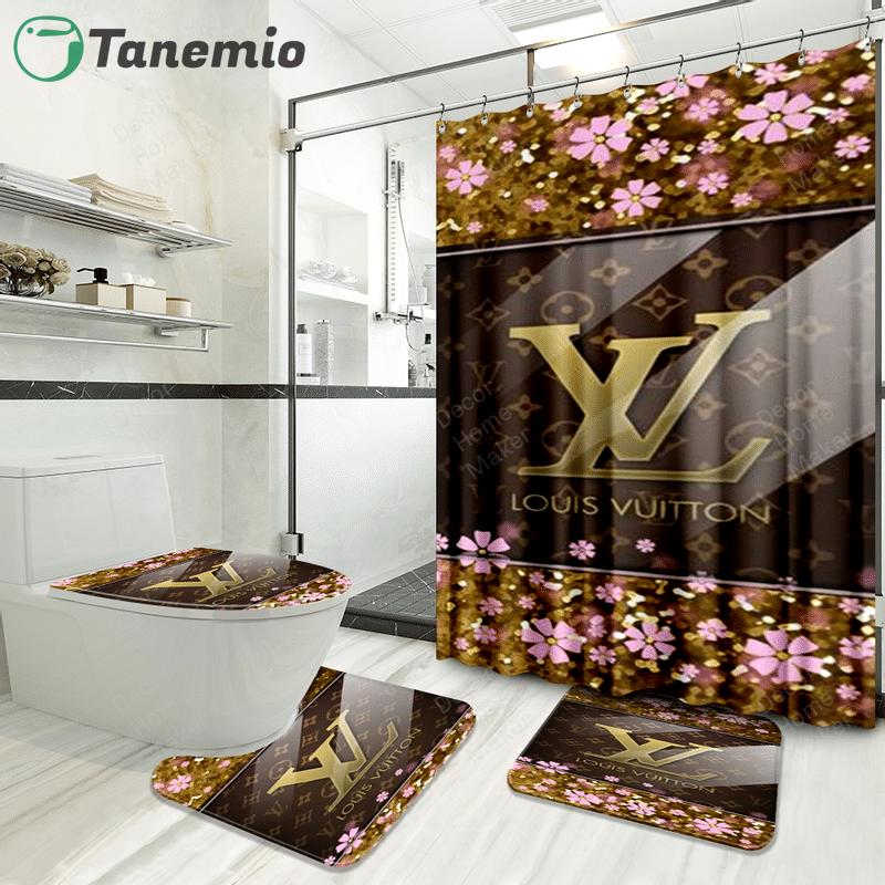 Louis vuitton bathroom set luxury shower curtain waterproof luxury