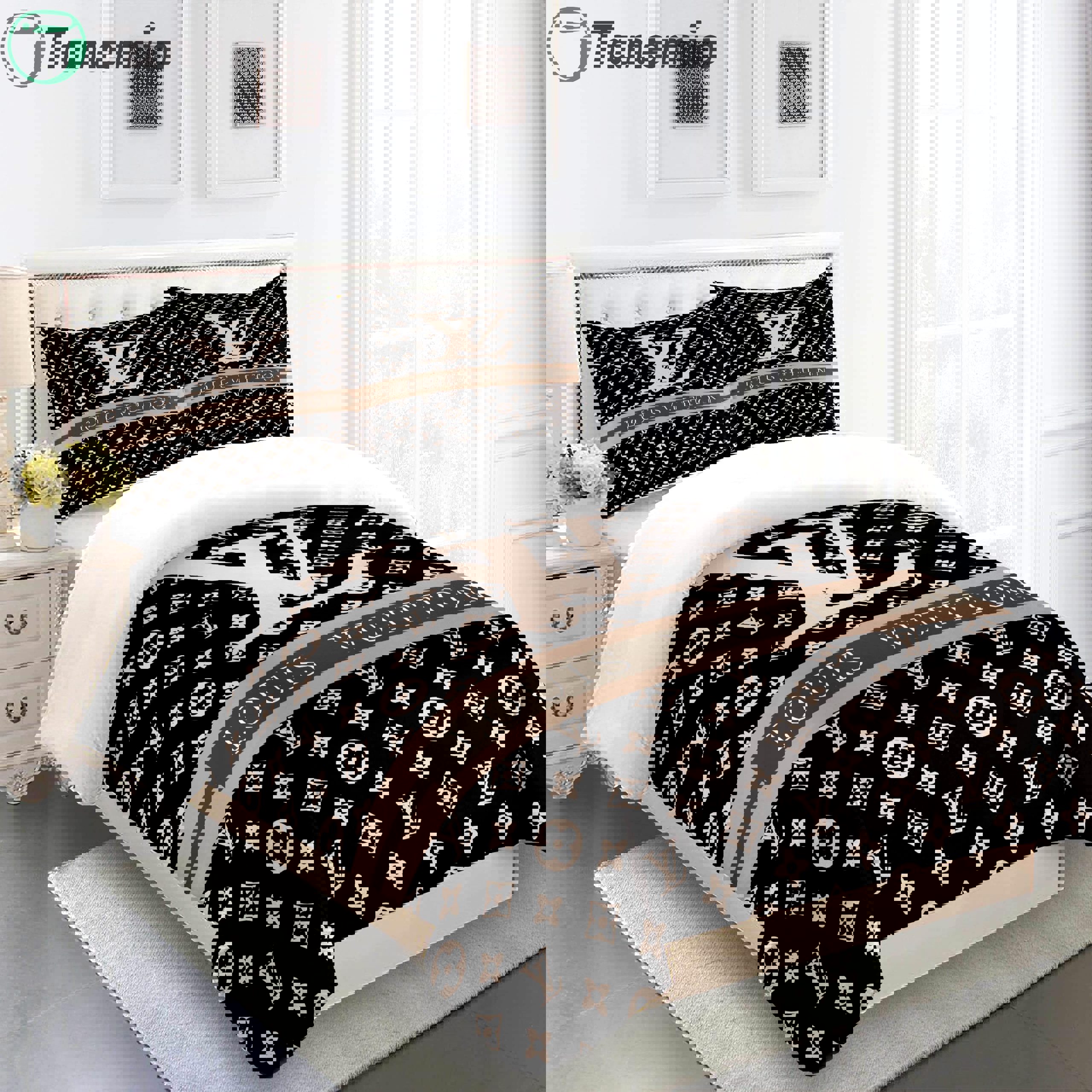 Comforter sets beige brown louis vuitton bedding set home decoration Bedding Sets