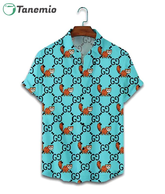 Gucci animal blue luxury brand fashion hawaii shirt for men 8 Hawaii Shirt