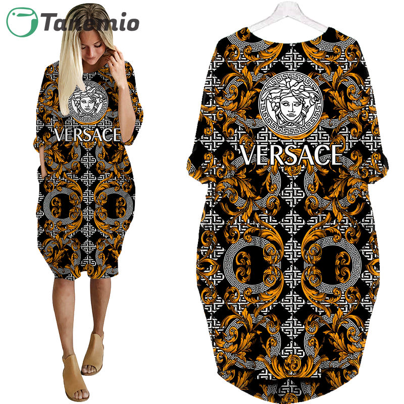 Gianni versace black batwing pocket dress luxury brand clothing clothes outfit for women ht Batwing Pocket Dress