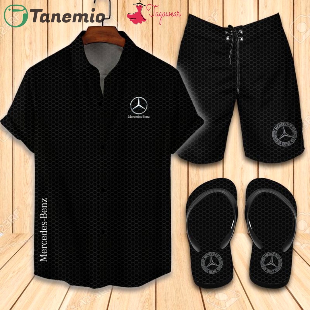 Mercedes flip flops and combo hawaiian shirt, beach shorts luxury summer clothes style #425 Hawaii Shirt Shorts & Flip Flops