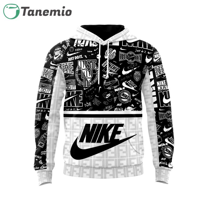 Nike fendi just do it black white unisex hoodie outfit for men women luxury brand clothing special gift Hoodie 3D