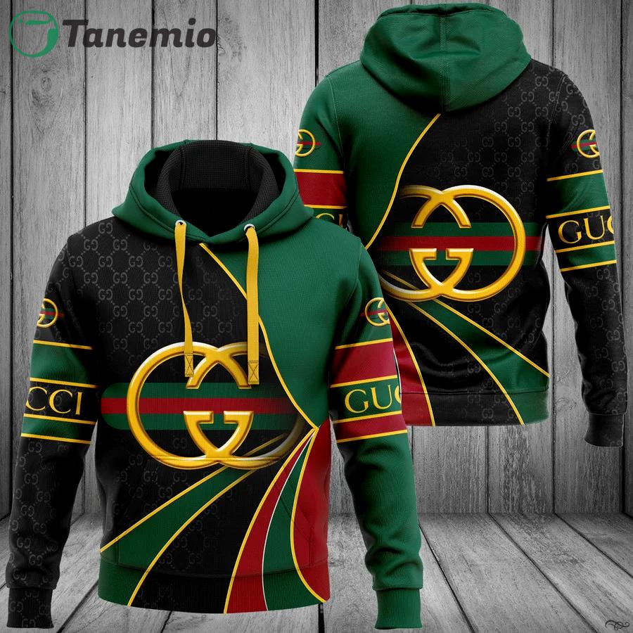 Gucci green red golden logo luxury brand premium hoodie for men women Hoodie 3D