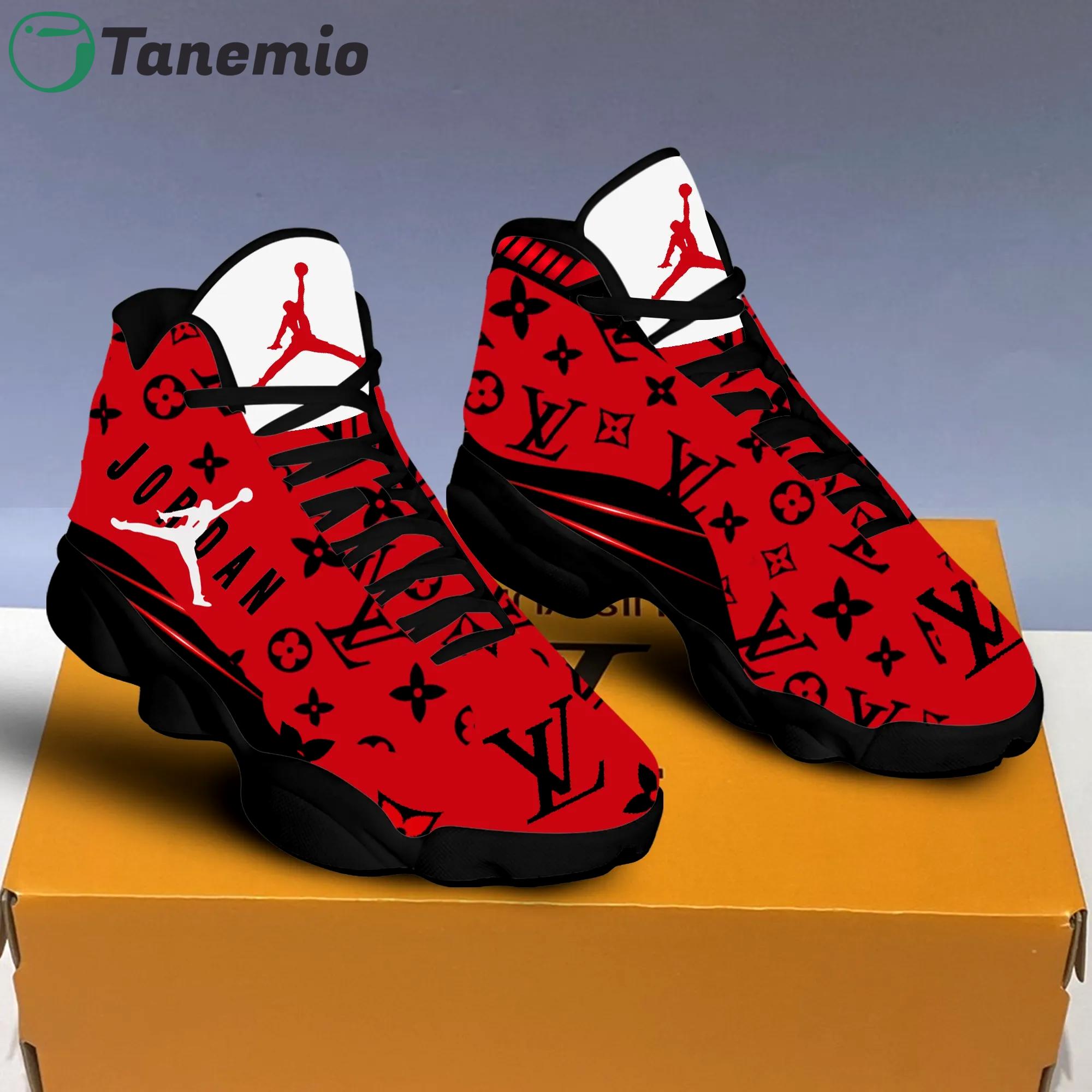 Louis vuitton black reds lv Air Jordan 13 Gifts For Men Women Sneakers For Fans Full Size Shoes