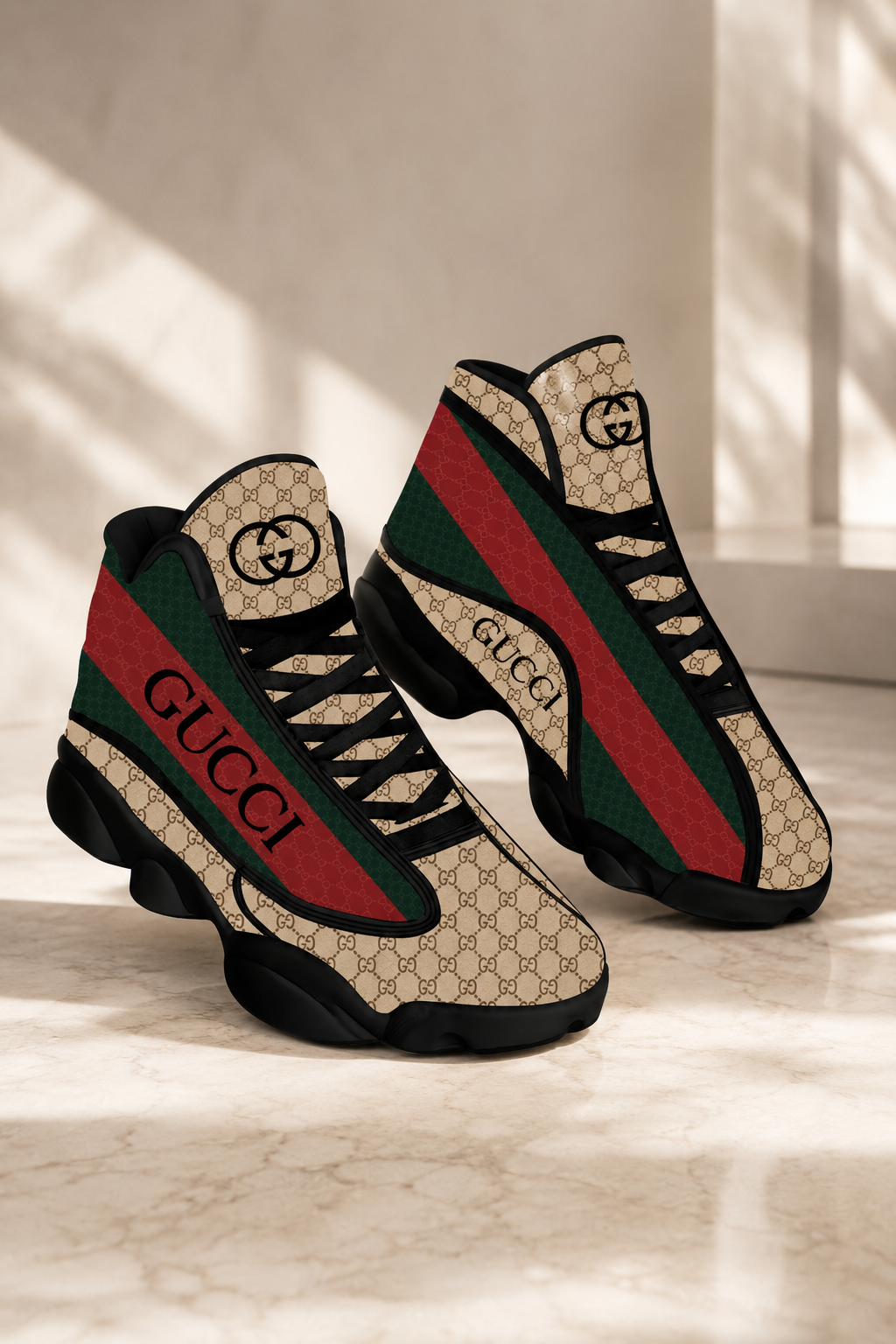 Air Jordan 13 Custom Sneakers: Gucci 3369 Inspired Style